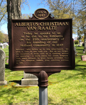 Historic marker at the Van Raalte plot