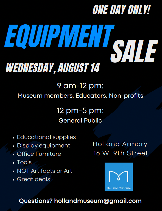 Equipment Sale! One Day Only! Wednesday, August 14, 9-Noon